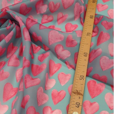 Органза матовая Виола с розовыми сердечками