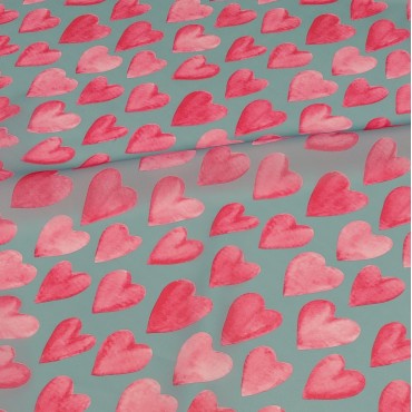 Органза матовая Виола с розовыми сердечками