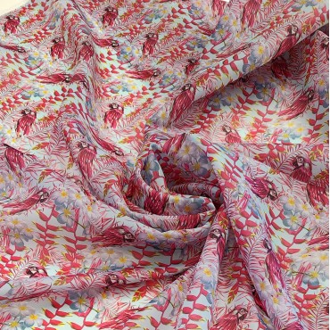 Органза матовая Виола с тропическим принтом