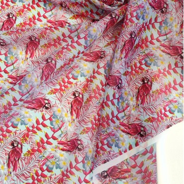 Органза матовая Виола с тропическим принтом