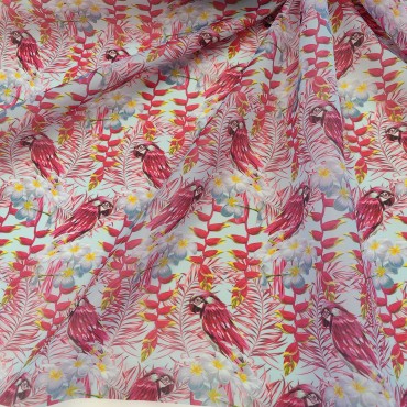 Органза матовая Виола с тропическим принтом