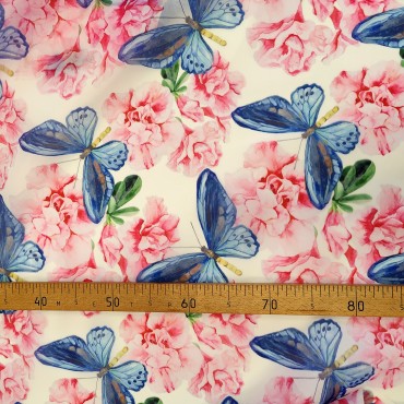 Органза матовая Виола с принтом розовая Азалия