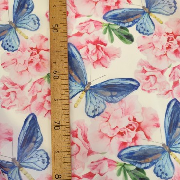 Органза матовая Виола с принтом розовая Азалия