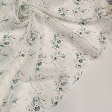 Органза матовая Виола с цветочным принтом розы