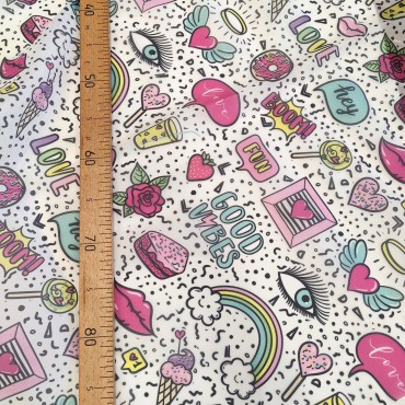 Органза матовая Виола с модными забавными рисунками