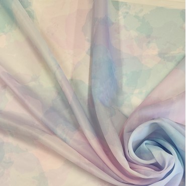 Органза матовая Виола акварельные радужные цвета