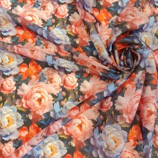 Органза матовая Виола разноцветные пионы