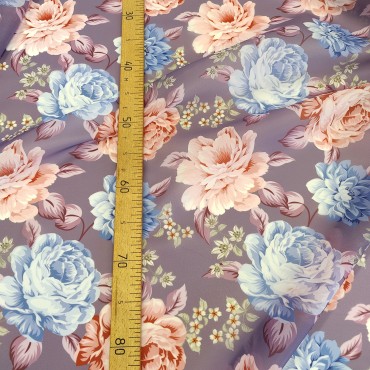 Органза матовая Виола с цветочным принтом