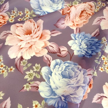 Органза матовая Виола с цветочным принтом