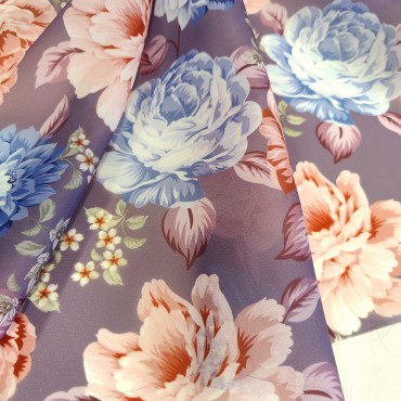 Органза матовая Виола с цветочным принтом