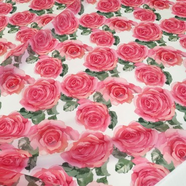 Органза матовая Виола Розы акварелью