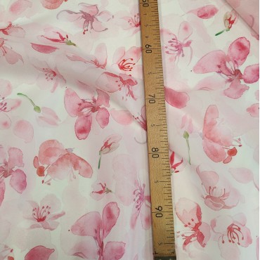 Органза матовая Виола с цветками сакуры