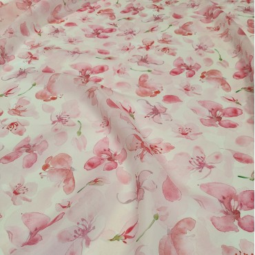 Органза матовая Виола с цветками сакуры