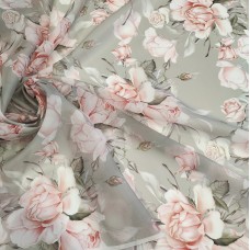 Органза матовая Виола с букетом пионов