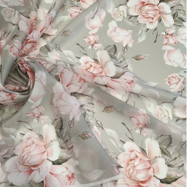 Органза матовая Виола с букетом пионов