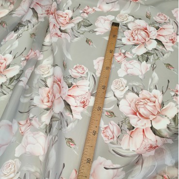 Органза матовая Виола с букетом пионов