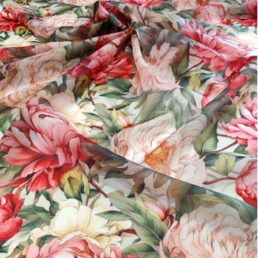 Органза матовая Виола с садовыми цветами