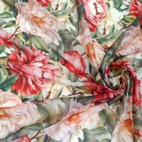 Органза матовая Виола с садовыми цветами