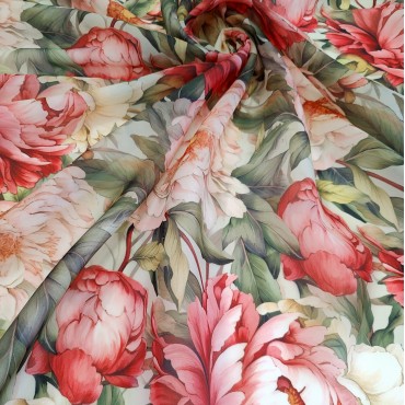 Органза матовая Виола с садовыми цветами