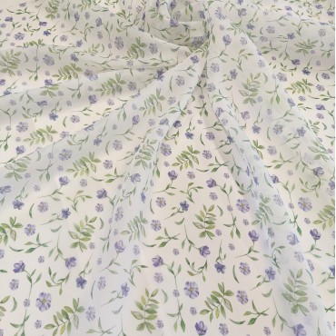 Органза матовая Виола с полевыми цветами и травами