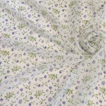 Органза матовая Виола с полевыми цветами и травами