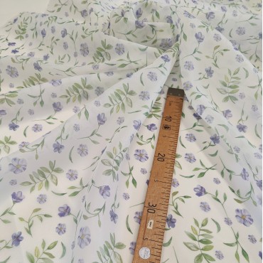 Органза матовая Виола с полевыми цветами и травами