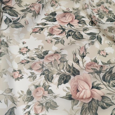 Органза матовая Виола с нарисованными розами