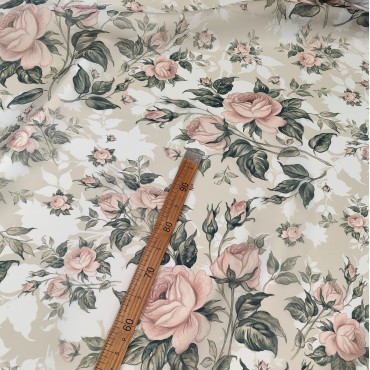 Органза матовая Виола с нарисованными розами