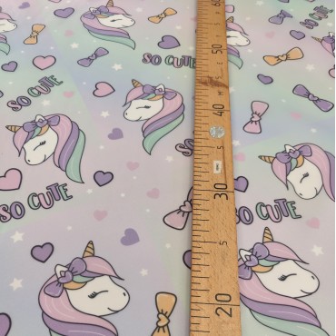 Органза матовая Виола с единорогом и сердечками