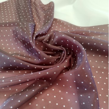 Органза матовая Виола шоколадного цвета в мелкий горошек
