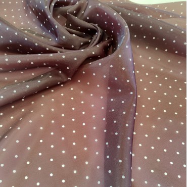 Органза матовая Виола шоколадного цвета в мелкий горошек