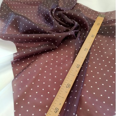 Органза матовая Виола шоколадного цвета в мелкий горошек