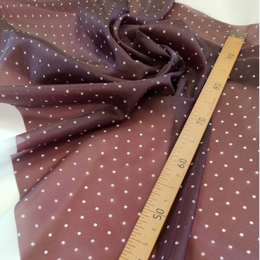 Органза матовая Виола шоколадного цвета в мелкий горошек