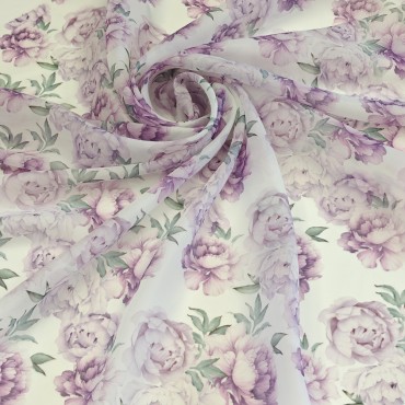 Органза матовая Виола с пионами