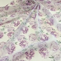 Органза матовая Виола с пионами