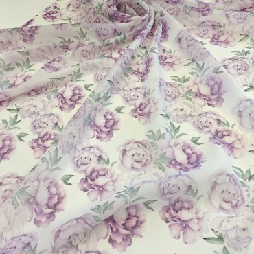 Органза матовая Виола с пионами
