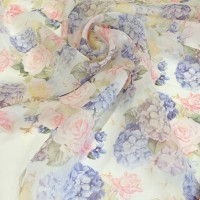 Органза матовая Виола с нежным цветочным принтом