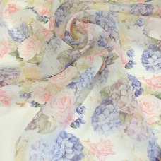 Органза матовая Виола с нежным цветочным принтом