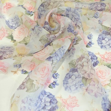 Органза матовая Виола с нежным цветочным принтом