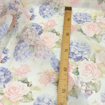 Органза матовая Виола с нежным цветочным принтом