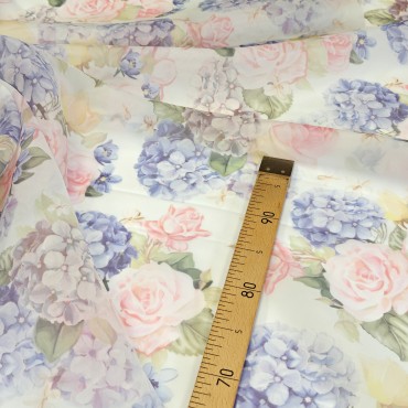Органза матовая Виола с нежным цветочным принтом