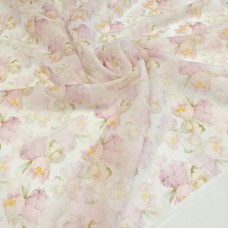 Органза матовая Виола с пионами в нежных тонах