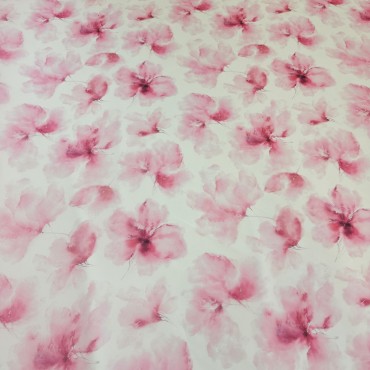 Органза матовая Виола с принтом из розовых пионов