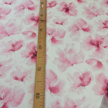 Органза матовая Виола с принтом из розовых пионов