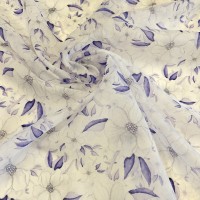 Органза матовая Виола с винтажным цветочным узором