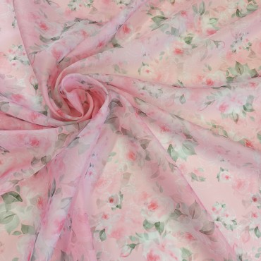 Органза матовая Виола с милыми розами