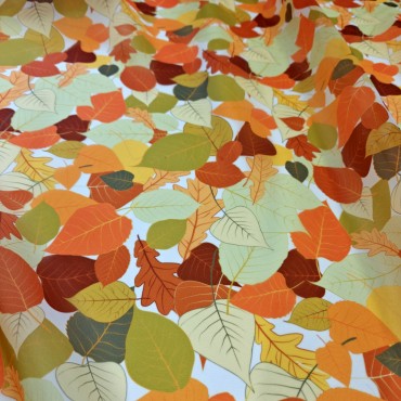 Органза матовая Виола с принтом осенняя листва