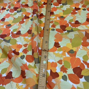 Органза матовая Виола с принтом осенняя листва