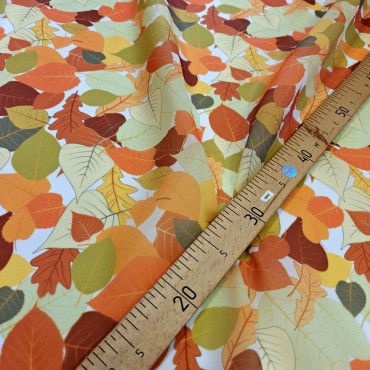 Органза матовая Виола с принтом осенняя листва