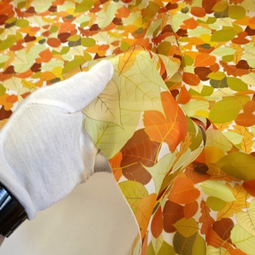 Органза матовая Виола с принтом осенняя листва